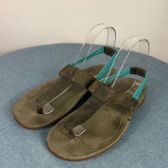 KEEN Dauntless Posted T-Strap Leather Taupe Sandals Size 8 - Picture 3 of 9